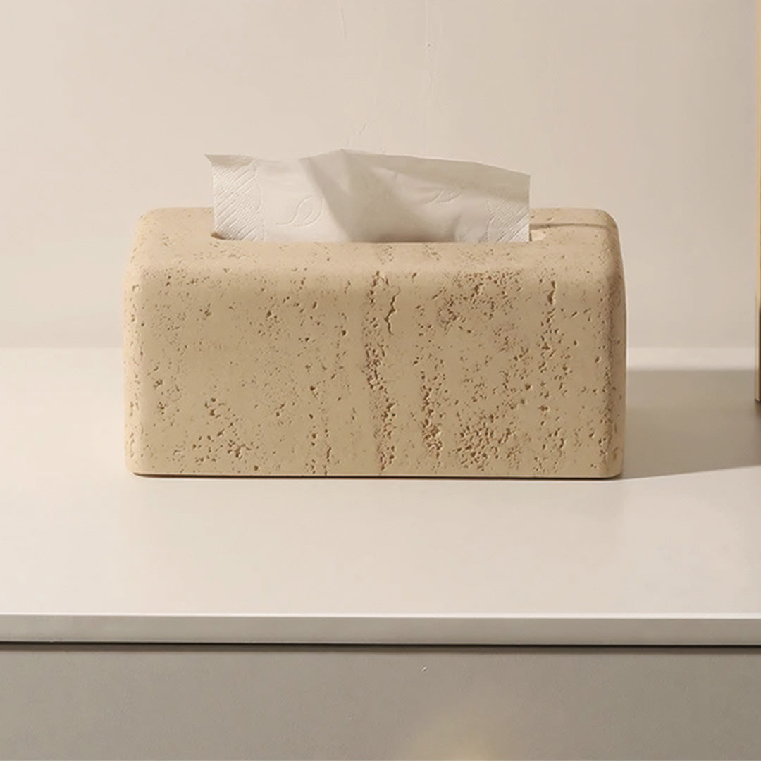 Tissue box i naturlig travertin