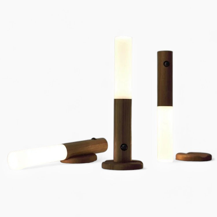 Moderne bevægelsessensorlampe LightFlow | LED, varm hvid, træ, genopladelig via USB