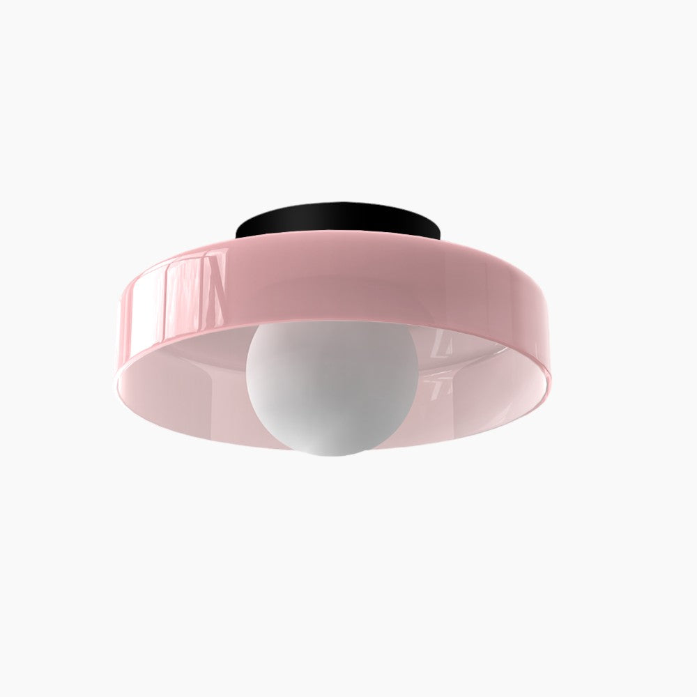 Moderne loftslampe D25/35cm med mundblæst, sandblæst, ravfarvet glasskærm og hvid, matteret diffusor | G9 LED | AC 220V-240V