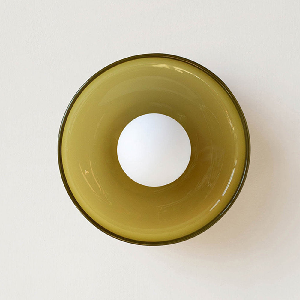 Moderne loftslampe D25/35cm med mundblæst, sandblæst, ravfarvet glasskærm og hvid, matteret diffusor | G9 LED | AC 220V-240V