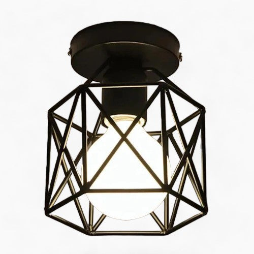 Semi Flush Mount Light - Sort burdesign, metalmateriale, E27-sokkel, LED-kompatibel, 90-260V, nem installation