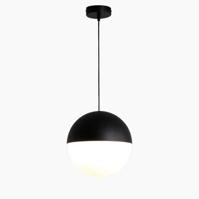 Moderne Globe-Pendel - Matteret Glas, Sort Finish, Justerbar Ledning, E27