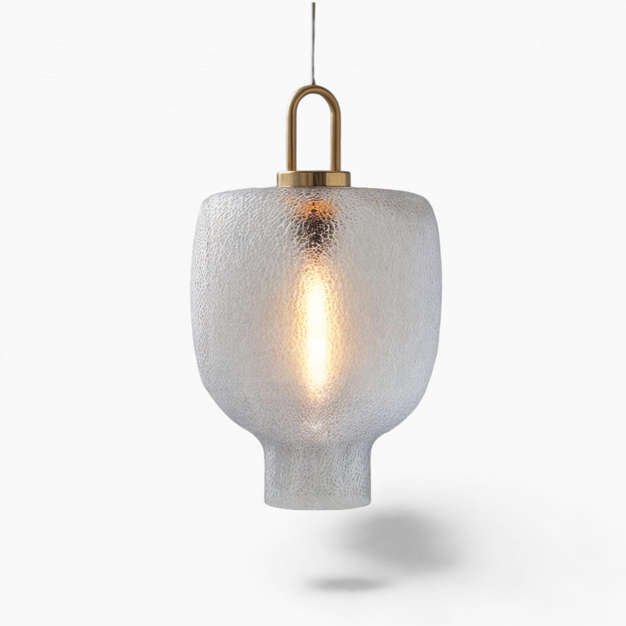 Moderne pendel i messing og glas med E27-sokkel - jernfinish, LED-kompatibel, maks. 60W, rustik stil