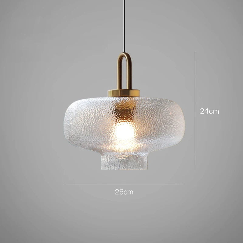 Moderne pendel i messing og glas med E27-sokkel - jernfinish, LED-kompatibel, maks. 60W, rustik stil