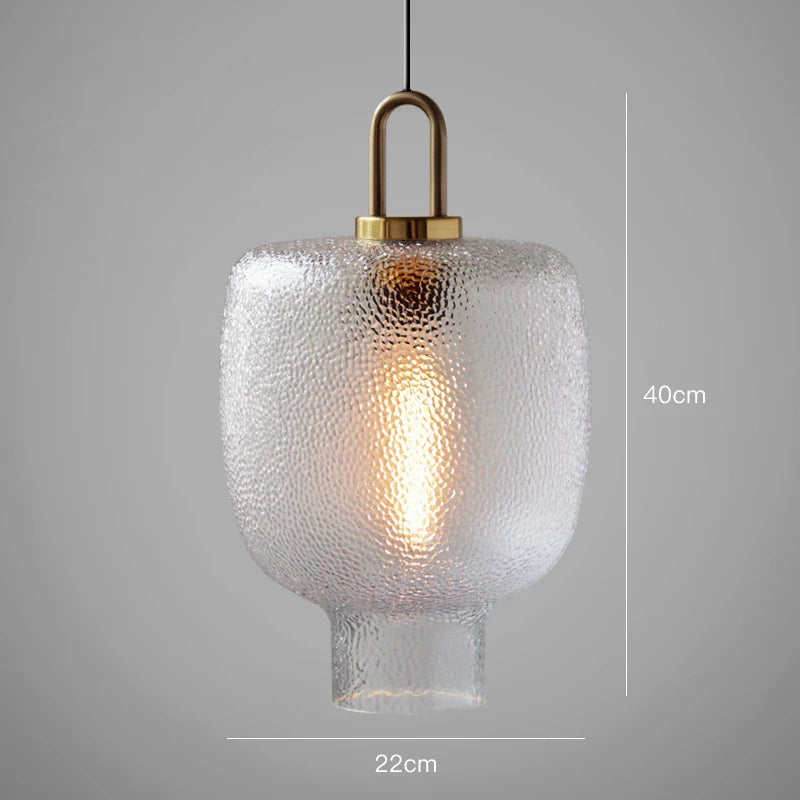 Moderne pendel i messing og glas med E27-sokkel - jernfinish, LED-kompatibel, maks. 60W, rustik stil