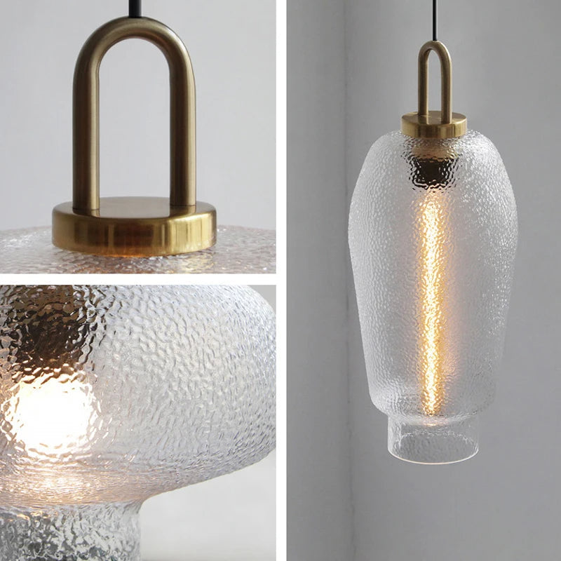Moderne pendel i messing og glas med E27-sokkel - jernfinish, LED-kompatibel, maks. 60W, rustik stil